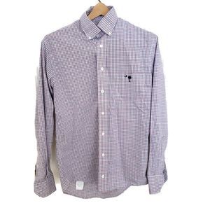Palmetto Moon Long Sleeve‎ Button Down Shirt Blue Pink Plaid Size Small